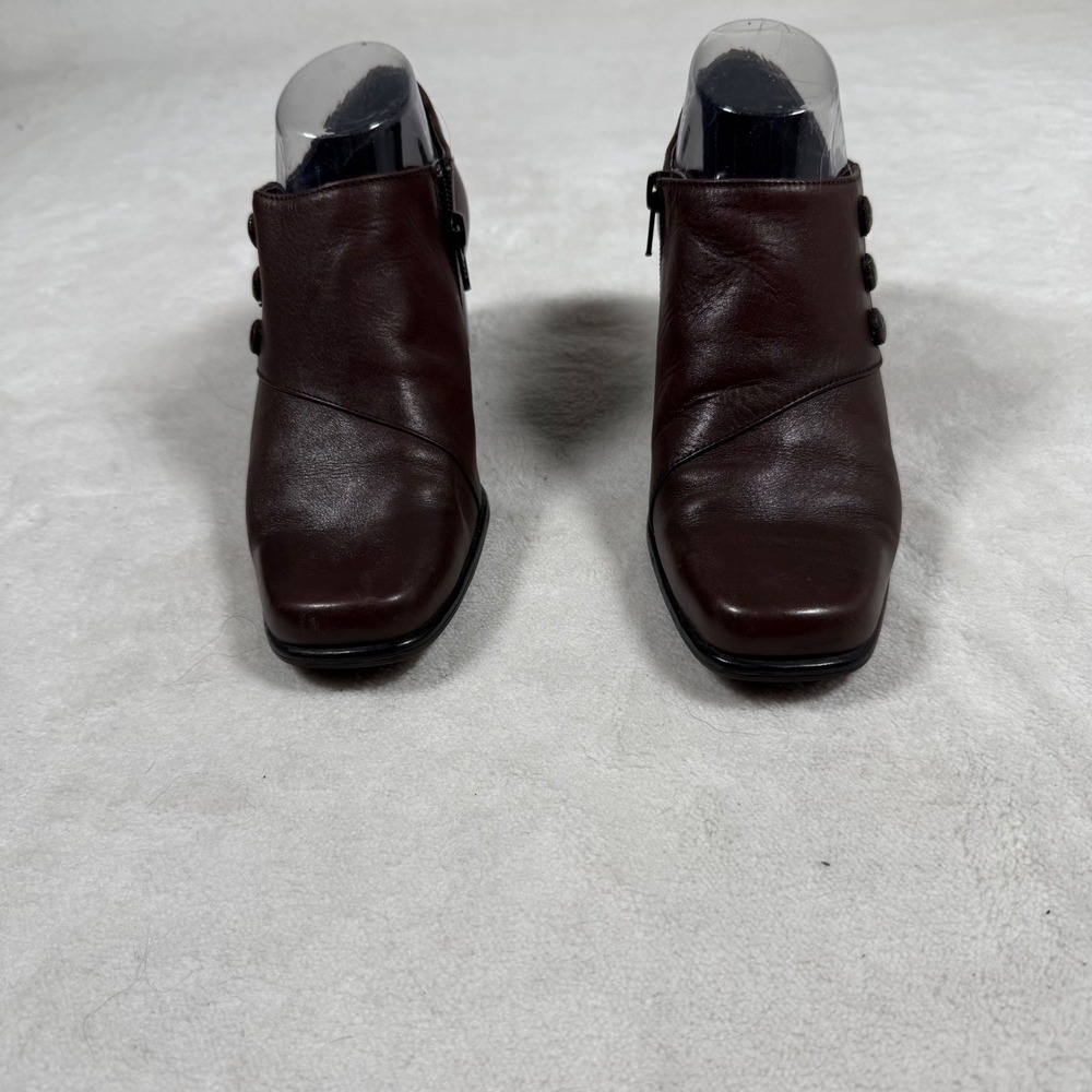 Laura Scott Women Brown Leather Button Side Zipper Ankle Boots Size 7.5 Witchy
